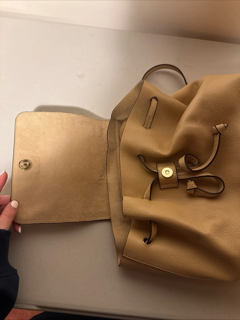 MICHAEL KORS Junie Medium Pebbled Leather Backpack Butternut